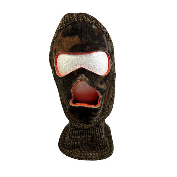 Vintage Camouflage & Blaze Orange Reversible Balaclava Mask Made In USA Hunting - Picture 6 of 9